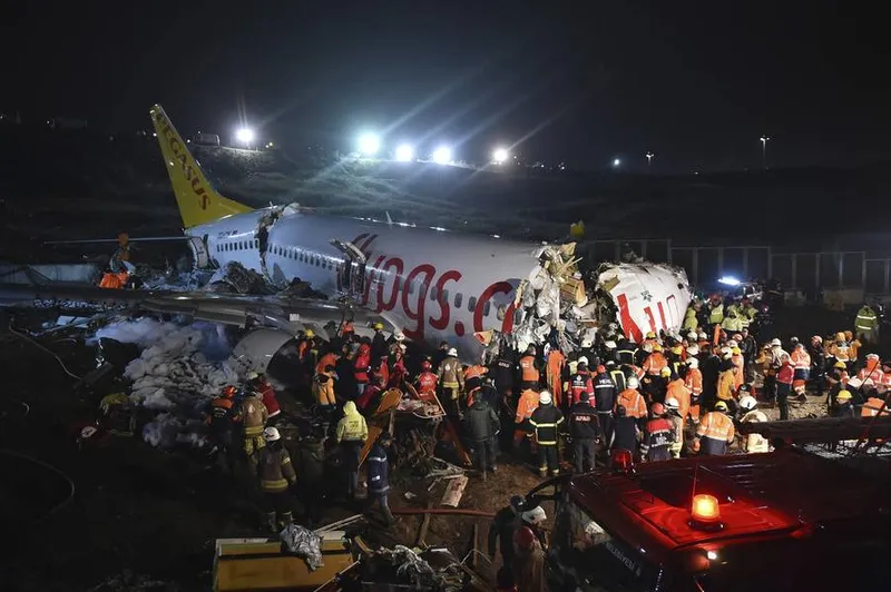 Imagem ilustrativa da imagem TURQUIA: AVIÃO SAI DA PISTA E FUSELAGEM SE PARTE