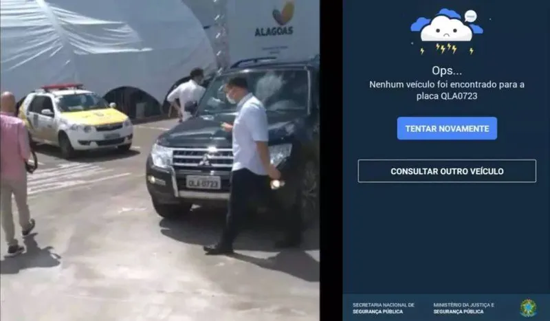 Governador Renan Filho se dirige ao veículo com placas que não constam nem no Detran