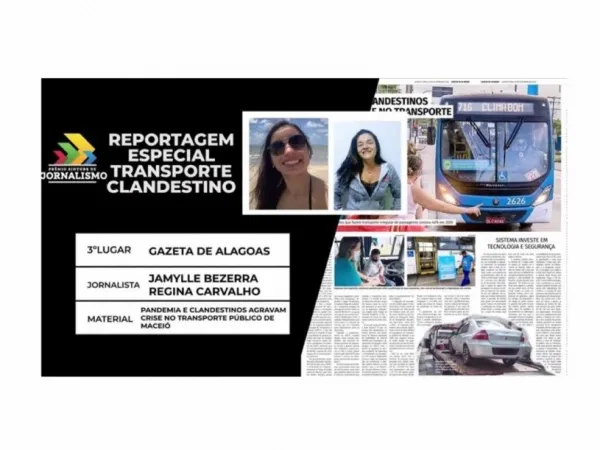 Reportagem “Pandemia e clandestinos agravam crise no transporte público de Maceió”, da Gazeta, leva premiação