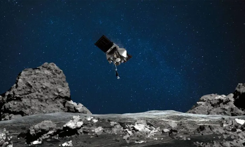 Imagem ilustrativa da imagem NAVE OSÍRIS TOCA COM SUCESSO ASTEROIDE BENNU