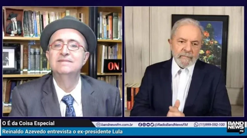 Ex-presidente Lula concedeu entrevista ao jornalista Reinaldo Azevedo via internet