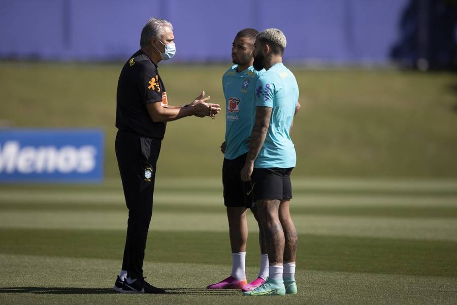 No treino dessa quarta (2), Tite esboçou a Seleção com Gabigol e Gabriel Jesus no ataque