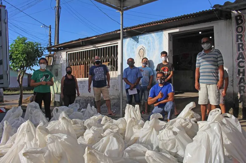 Cerca de 250 cestas camponesas que foram distribuídas em comunidades de Maceió e de Rio Largo