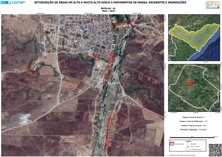 Imagem ilustrativa da imagem ESTUDO IDENTIFICA ÁREAS DE RISCO PARA ACIDENTES GEOLÓGICOS
REPRODUÇÃO
Serviço Geológico do Brasil identificou áreas de risco para acidentes geográficos no município de Batalha
RAYSSA CAVALCANTE
REPÓRTER
Após avaliações em municípios do Brasil, o Serviço Geológico do Brasil (SGB-CPRM) identificou áreas de risco para acidentes geológicos em Batalha, no interior de Alagoas. O objetivo dos trabalhos é identificar e caracterizar áreas urbanizadas dos municípios sujeitas a sofrerem perdas ou danos, ca
