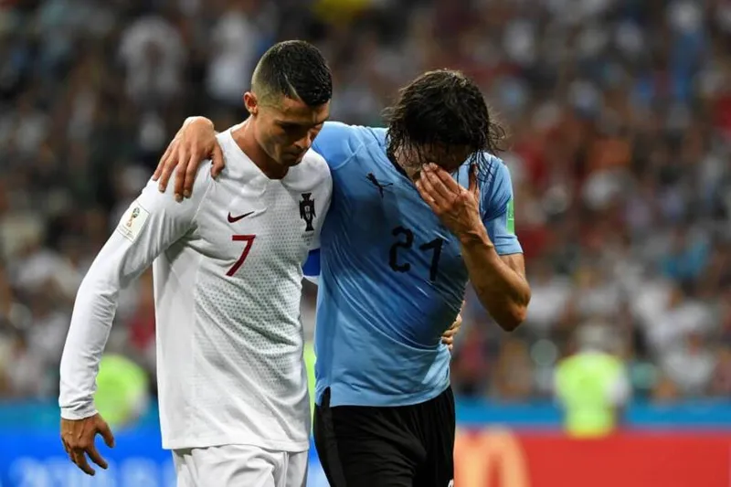 Na Copa de 2018, Portugal e Uruguai se encontraram nas oitavas, com triunfo celeste