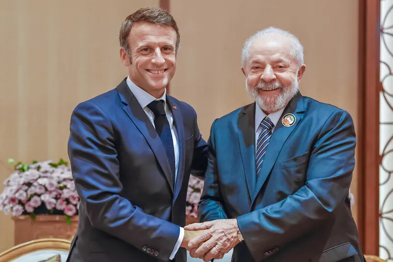 Nova Delhi, Índia, 10.09.2023 - Presidente Lula se reúne com o Presidente da República Francesa, Emmanuel Macron, no Bharat Mandapam. Nova Delhi – Índia. Foto: Ricardo Stuckert/PR