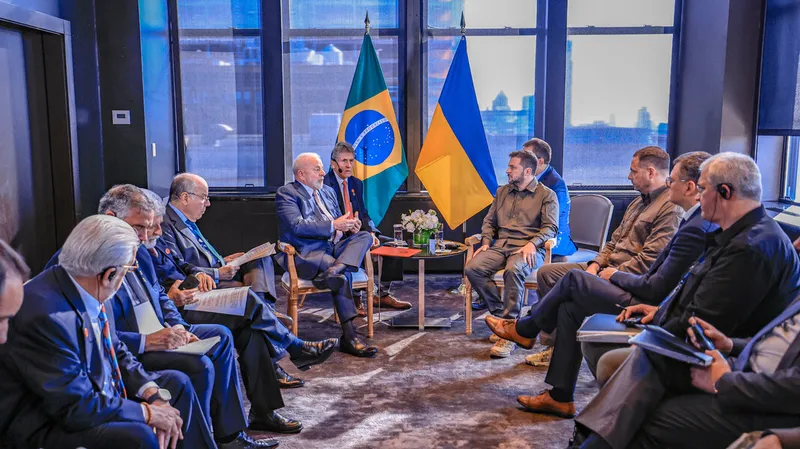 Nova York, EUA, 20.09.2023 – Presidente Lula se encontra com o Presidente da Ucrânia, Volodymyr Zelenskyy, em Nova York. Foto: Ricardo Stuckert/PR