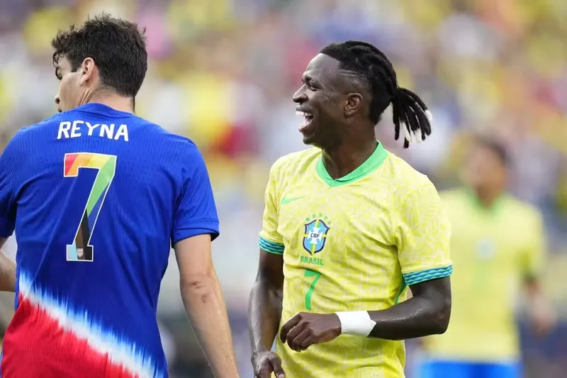 Vini Jr em amistoso do Brasil contra EUA, antes da Copa América