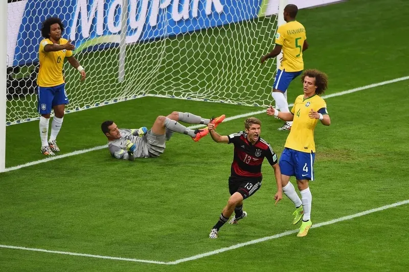 Vexame: momento da goleada por 7 a 1 da Alemanha sobre o Brasil, na Copa do Mundo de 2014, no dia 8 de julho