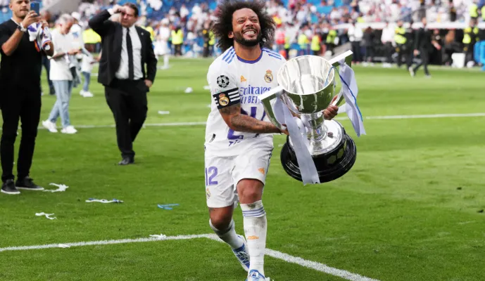 Marcelo durante comemoração do título da Champions League