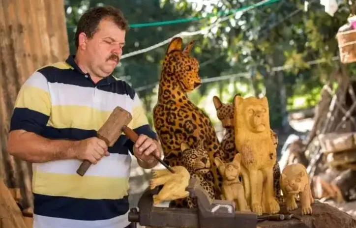 Imagem ilustrativa da imagem Conheça André da Marinheira, escultor que transforma madeira em arte