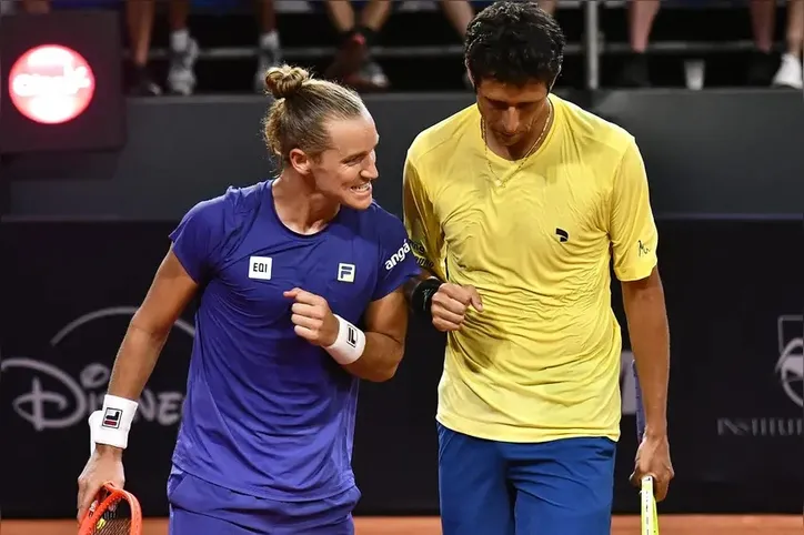 Tenistas Rafael Matos e Marcelo Melo no Rio Open, nessa quarta
