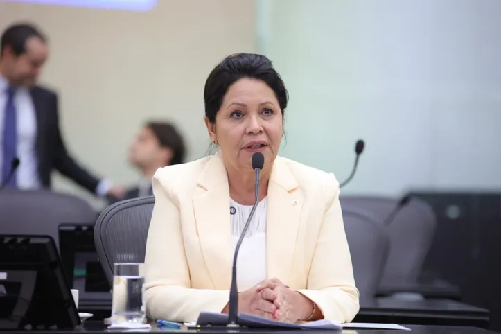 A deputada Rose Davino durante sessão ordinária na tarde desta quarta-feira (11)