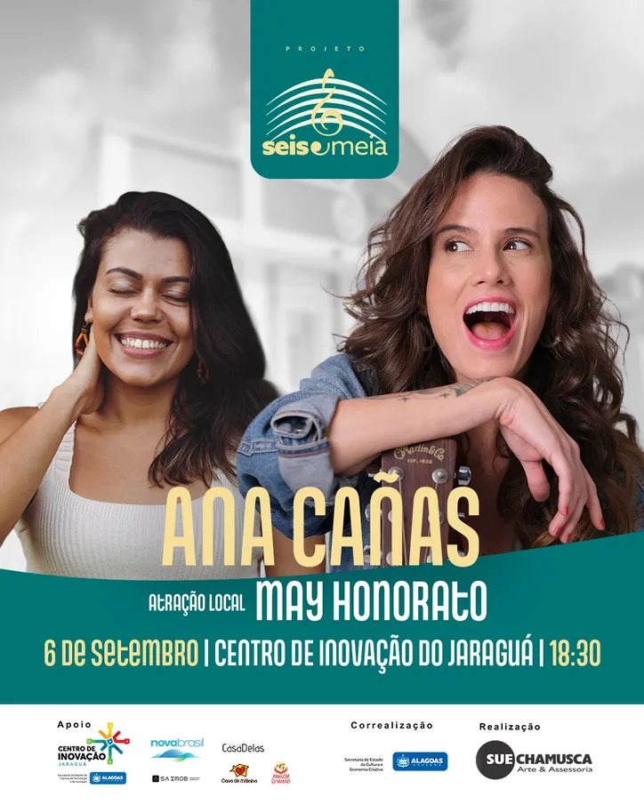 Imagem ilustrativa da imagem Ana Cañas e May Honorato são as atrações do Projeto Seis & Meia