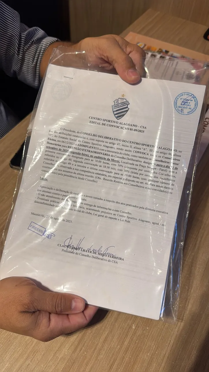 Cartório liberou a ata e agora o CSA pode iniciar planejamento