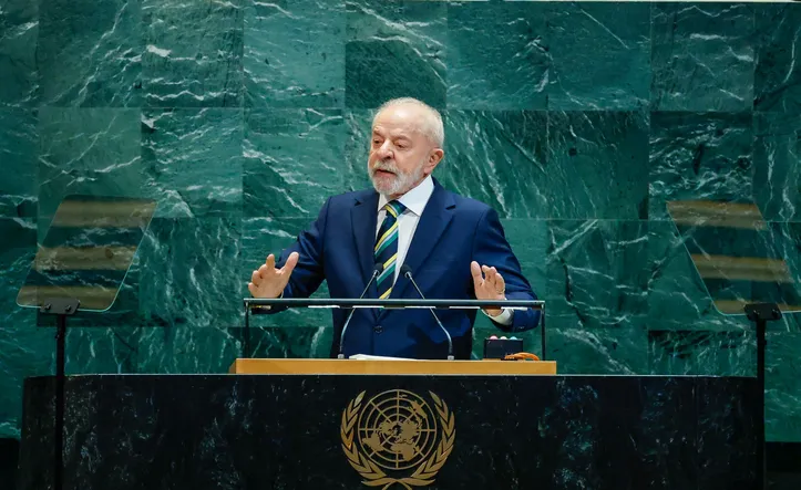 Presidente da República, Luiz Inácio Lula da Silva, durante a abertura do Debate Geral da 80.ª Sessão Ordinária da Assembleia Geral das Nações Unidas. Sede da Assembleia Geral das Nações Unidas, Nova York (EUA)

Foto: Ricardo Stuckert / PR