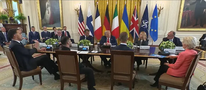 Encontro realizado ontem na Casa Branca reuniu o presidente Donald Trump, Zelensky e os outros sete líderes de países europeus
