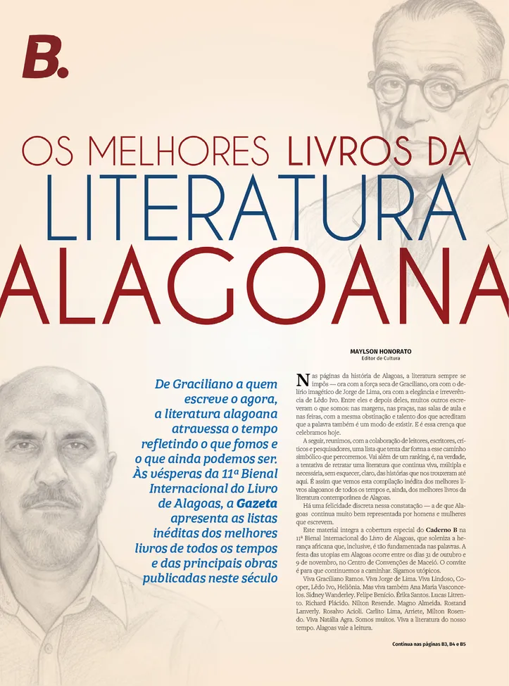 Lista inédita em Alagoas é destaque na cobertura do Caderno B, da Gazeta de Alagoas, na 11ª Bienal do Livro