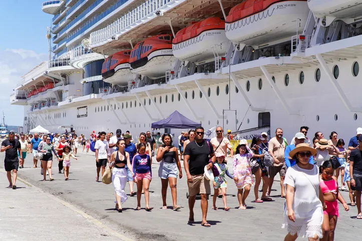 O navio MSC Grandiosa atracou em Maceió, nessa quarta-feira (10), trazendo 5,5 mil cruzeiristas