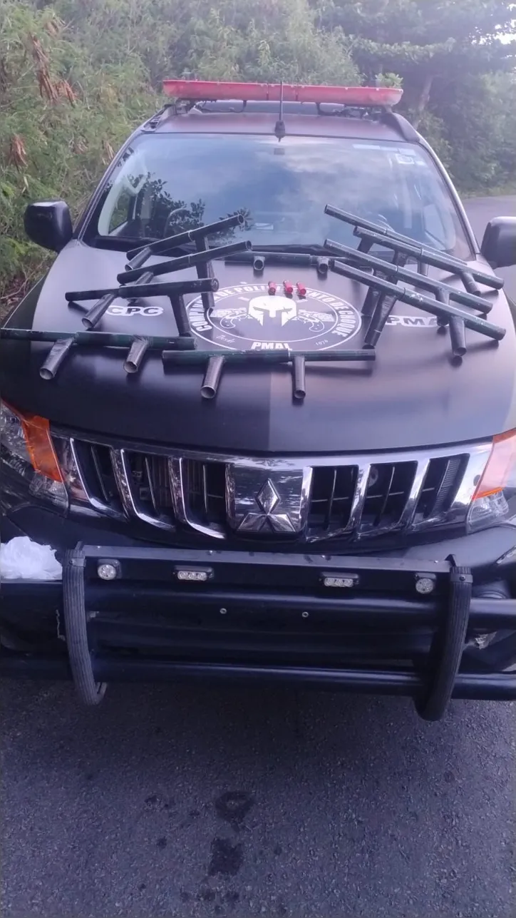 Armas encontradas enterradas.