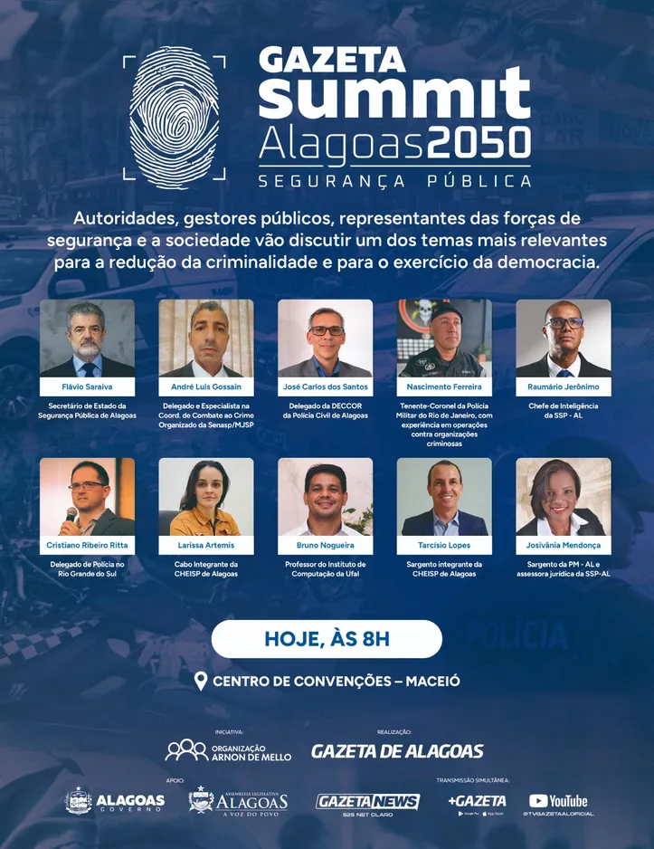 Imagem ilustrativa da imagem Gazeta Summit Alagoas 2050 debate segurança pública com foco em tecnologia e estratégias