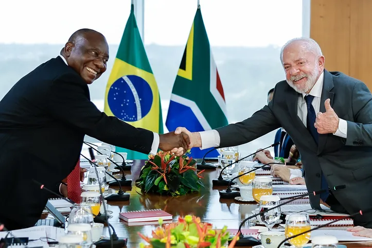 Lula recebeu ontem a visita do presidente sul-africano Cyril Ramaphosa