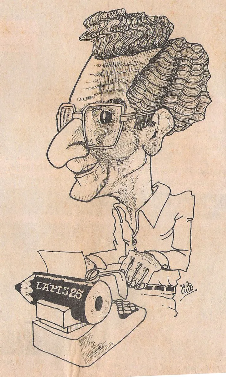 Charge em homenagem a Nunes Lima, assinada por Ênio