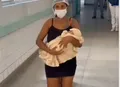 Após 19 dias de luta, bebê recebe alta e mãe emociona ao deixar Maternidade Santa Mônica de joelhos