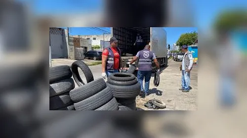 Pneus usados por borracharias são recolhidos em Maceió durante fiscalização - Imagem