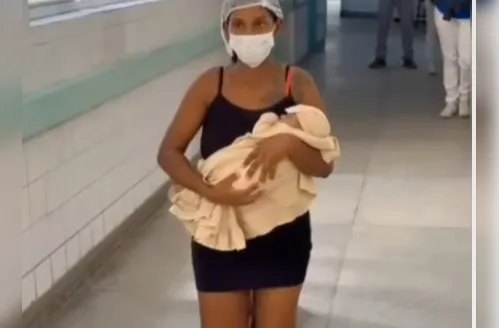 Após 19 dias de luta, bebê recebe alta e mãe emociona ao deixar Maternidade Santa Mônica de joelhos