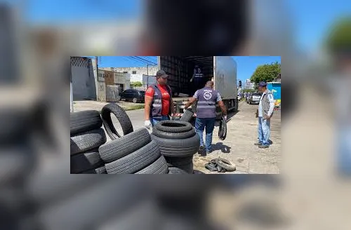 Pneus usados por borracharias são recolhidos em Maceió durante fiscalização