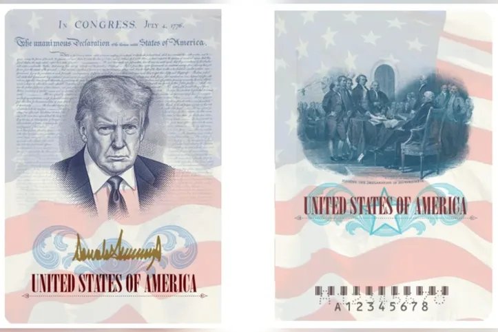 Imagem ilustrativa da imagem EUA anunciam passaporte de edição limitada com imagem de Trump