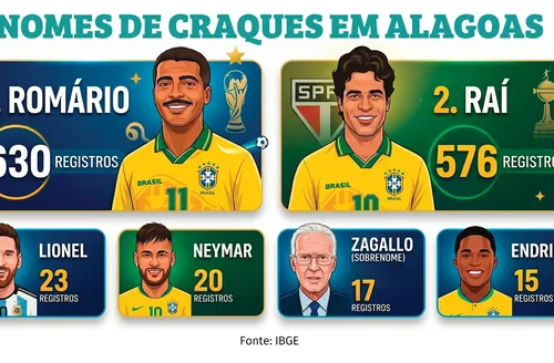 De Romário a Neymar, os craques que dão nomes aos alagoanos