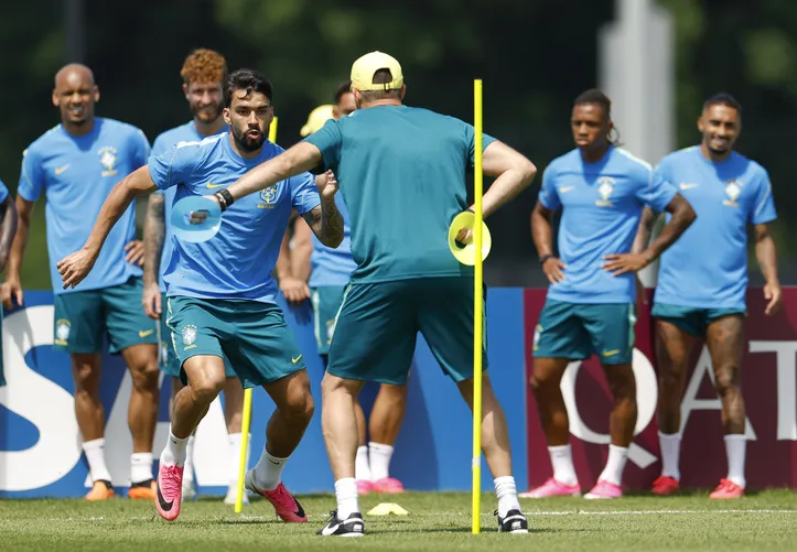 Seleção Brasileira durante treinamento preparatória para a estreia na Copa do Mundo de 2026