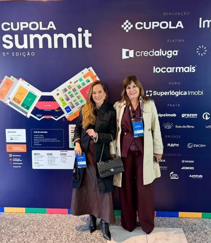 SOLANGE SYLLOS e NICOLE ZAMPIERI, diretoras da Zampieri Imóveis, participaram em Curitiba do Cupola Summit, um dos principais eventos do mercado imobiliário brasileiro