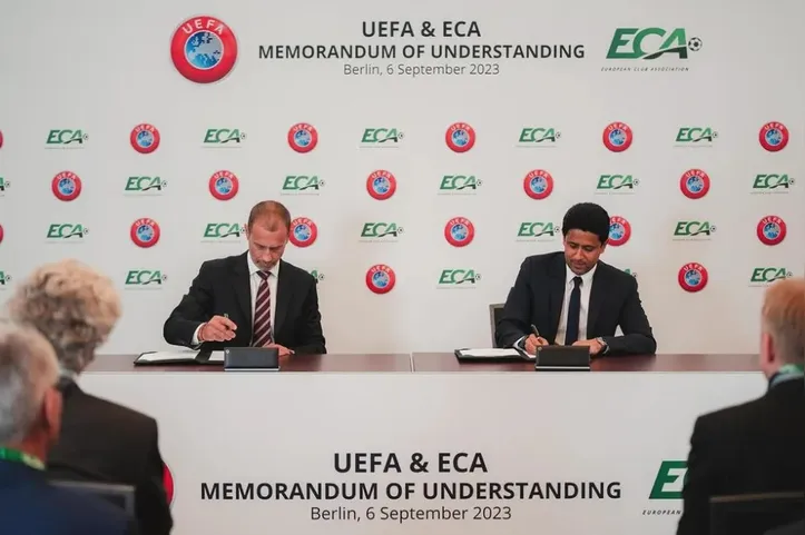 Presidente da Uefa (E) e dono do PSG (D) podem ser aliados
