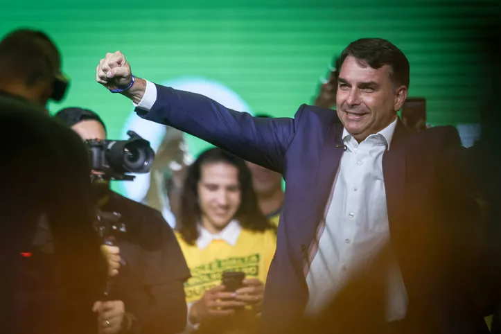 O senador Flávio Bolsonaro, na convenção do Partido Liberal