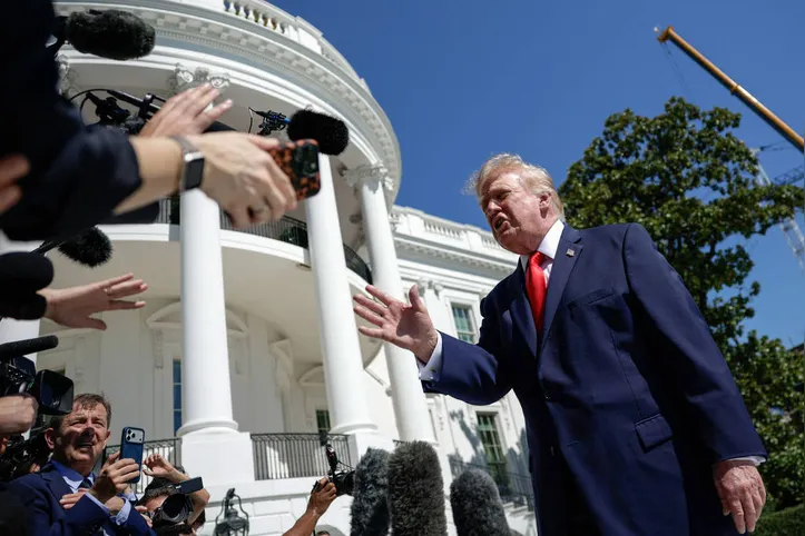 O presidente dos EUA, Donald Trump, durante entrevista coletiva