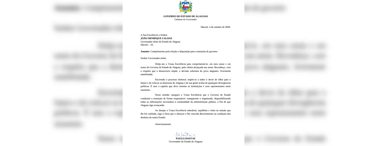 Paulo Dantas e Renan Filho reconhecem vitória de JHC e transição começa em AL
