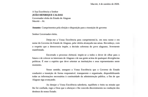Paulo Dantas e Renan Filho reconhecem vitória de JHC e transição começa em AL